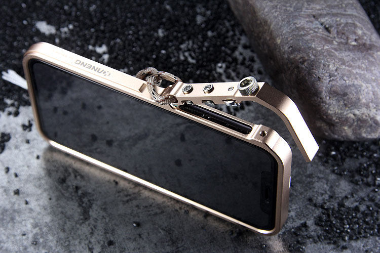 KANENG Mechanical Arm Trigger Aluminum Bumper Metal Frame 3D Cameo Back Cover Case for Apple iPhone X
