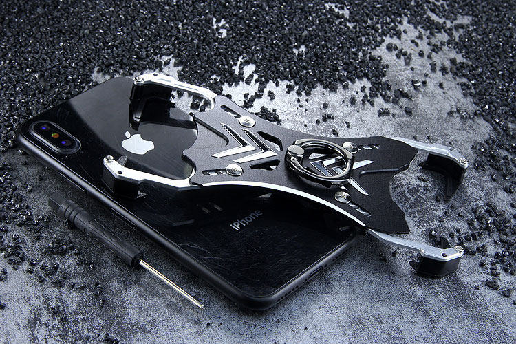 R-Just Soul Calibur Blade Master Ring Holder Shockproof Aerospace Aluminum Metal Shell Case Cover for Apple iPhone X