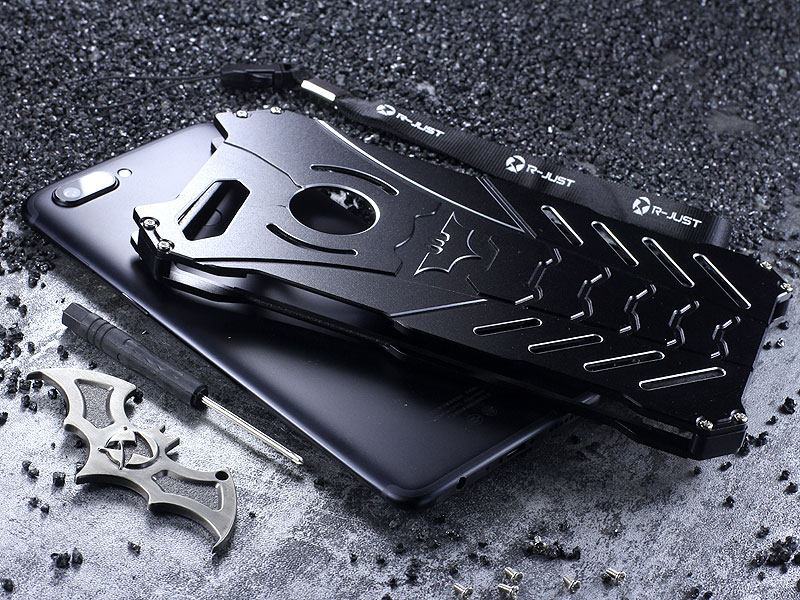 R-Just Batman Shockproof Aluminum Shell Metal Case with Custom Stent for OPPO R11s Plus & OPPO R11s