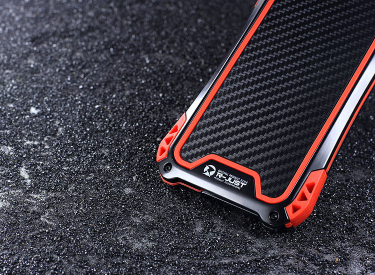 R-JUST Amira Heavy Duty Dirtproof Shockproof Rainproof Aluminum Metal Bumper Carbon Fiber Back Cover Case for Apple iPhone 6S/6 & iPhone 6S Plus/6 Plus & iPhone SE/5S/5