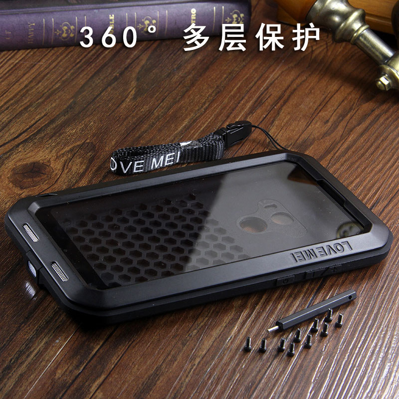 LOVE MEI Powerful Water Resistant Shockproof Dust/Dirt/Snow Proof Aluminum Metal Outdoor Gorilla Glass Heavy Duty Case Cover for Xiaomi Mi MIX 2