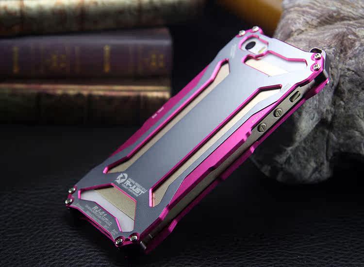 R-JUST GUNDAM Aerospace Aluminum Contrast Color Shockproof Metal Shell Outdoor Protection Protective Case for Apple iPhone SE/5S/5C/5