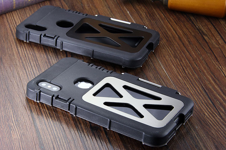 Armor King Iron Man Luxury Shockproof Stainless Steel Aluminum Metal Flip Case Cover for Apple iPhone X