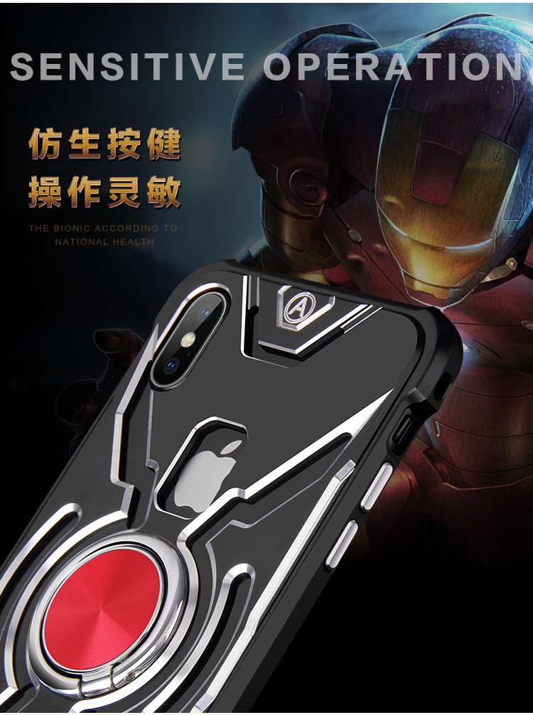 WK Iron Man Military Grade Shockproof Screw-less Metal Case w/ Ring Holder for Apple iPhone X