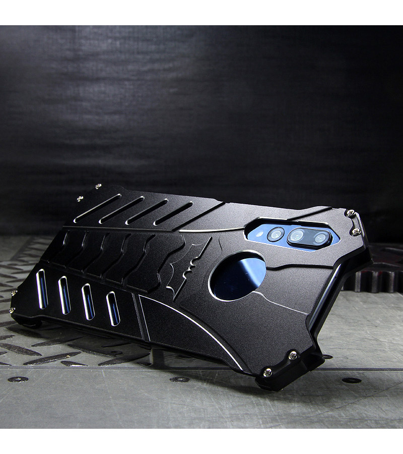 R-Just Batman Shockproof Aluminum Shell Metal Case with Custom Batarang Stent for Huawei P20 & Huawei P20 Pro & Huawei P20 Lite & Huawei nova 3e