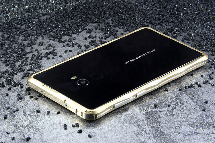 iMatch Slim Light Aluminum Metal Shockproof Bumper Case with Kickstand for Xiaomi Mi MIX 2