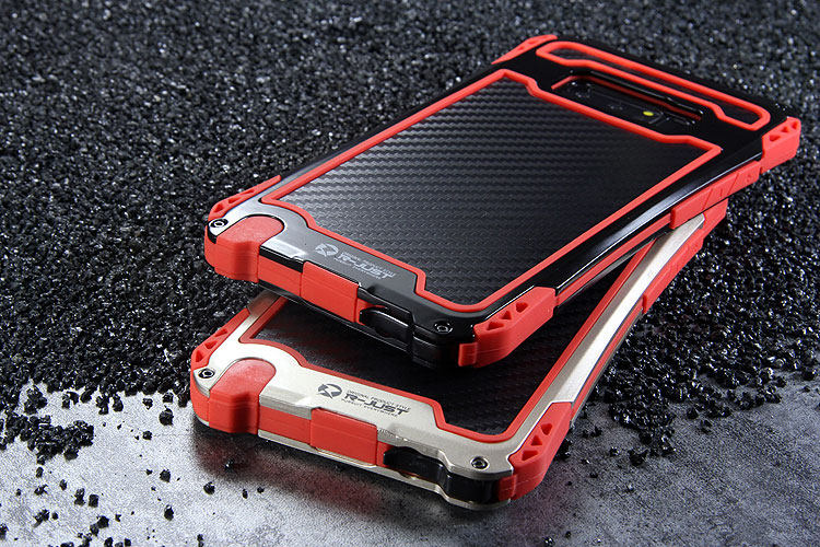 R-Just Amira Heavy Duty Dirtproof Shockproof Rainproof Aluminum Metal Bumper Carbon Fiber Back Cover Case for Samsung Galaxy Note 8