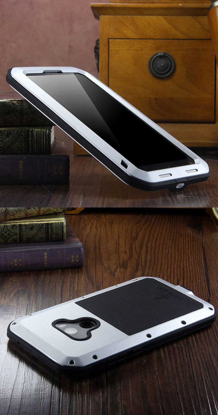 LOVE MEI Powerful Water Resistant Shockproof Dust/Dirt/Snow Proof Aluminum Metal Outdoor Gorilla Glass Heavy Duty Case Cover for Xiaomi Mi MIX 2