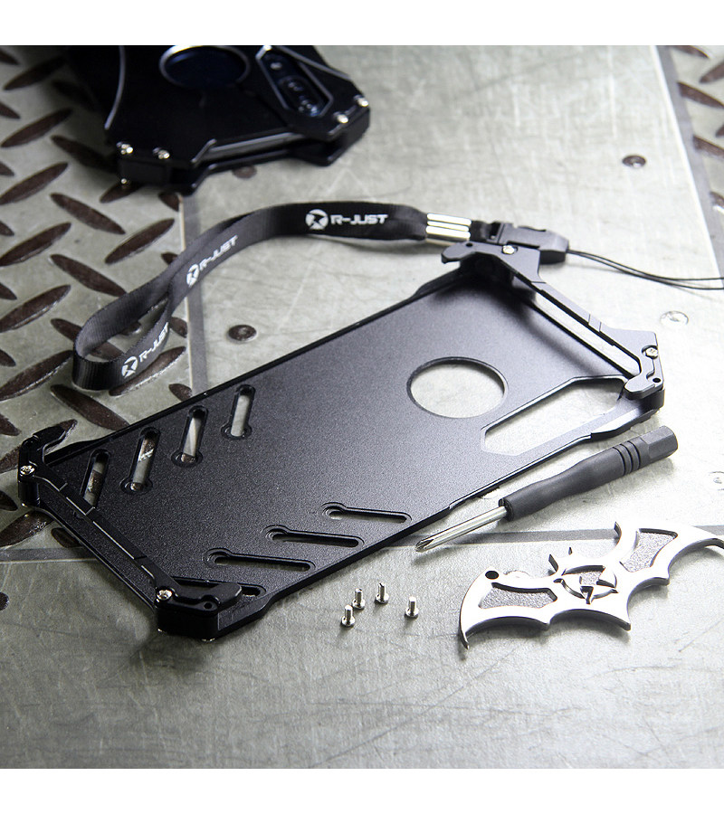 R-Just Batman Shockproof Aluminum Shell Metal Case with Custom Batarang Stent for Huawei P20 & Huawei P20 Pro & Huawei P20 Lite & Huawei nova 3e