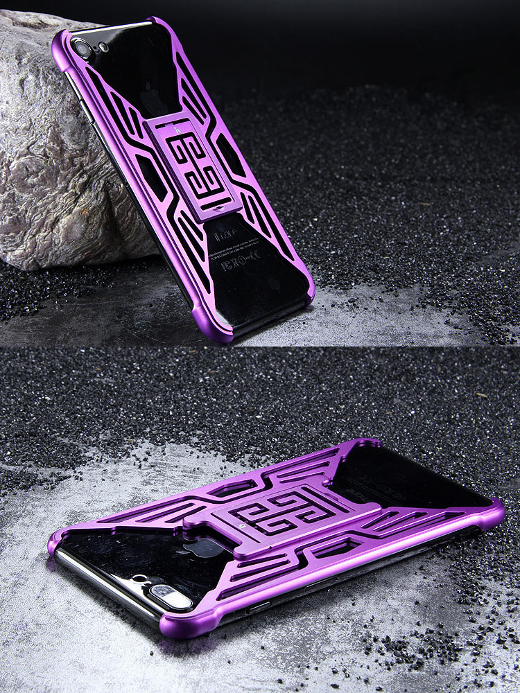 iy Metror Butterfly Aluminum Shell Shockproof Aerospace Metal Case Cover with Kickstand for Apple iPhone 7 Plus & iPhone 7