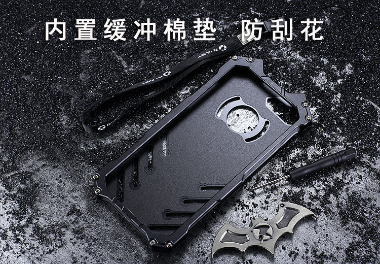 R-Just Batman Shockproof Aluminum Shell Metal Case with Custom Batarang Stent for Xiaomi Mi 6