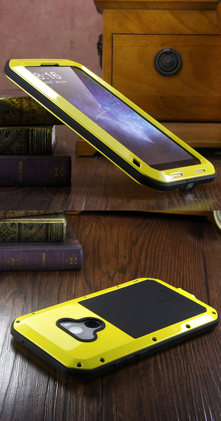 LOVE MEI Powerful Water Resistant Shockproof Dust/Dirt/Snow Proof Aluminum Metal Outdoor Gorilla Glass Heavy Duty Case Cover for Xiaomi Mi MIX 2