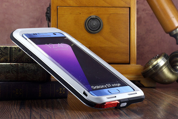 LOVE MEI Powerful Water Resistant Shockproof luminum Metal Gorilla Glass Heavy Duty Case Cover for Samsung Galaxy S7 Edge