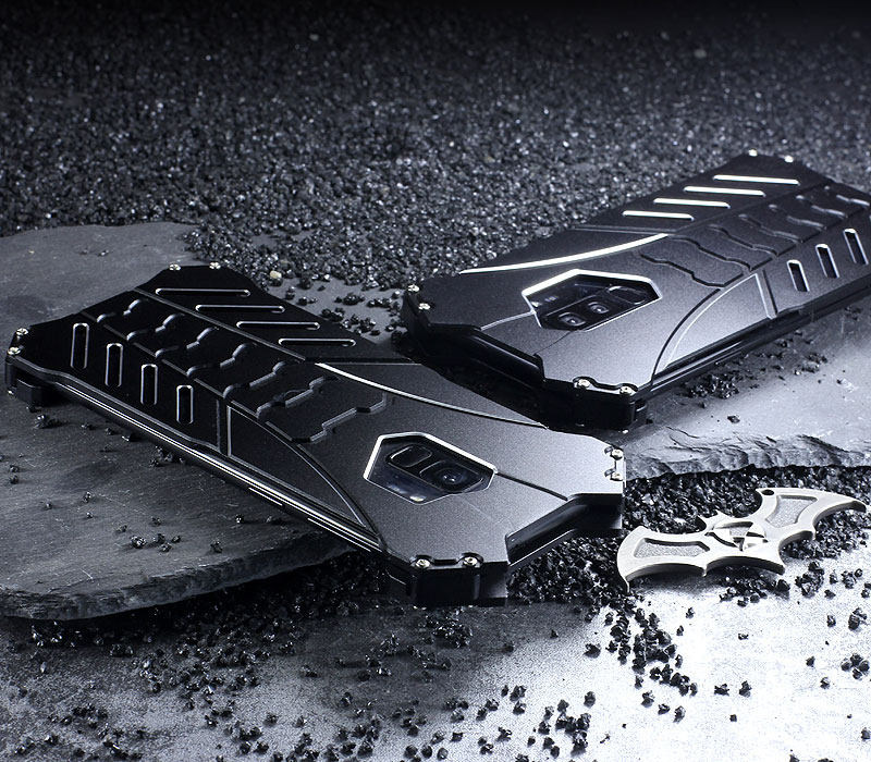 R-Just Batman Shockproof Aluminum Shell Metal Case with Custom Batarang Stent for Samsung Galaxy S9 Plus & Samsung Galaxy S9