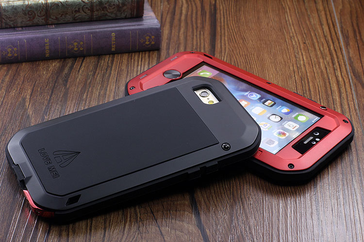 LOVE MEI Powerful Water Resistant Shockproof Dust/Dirt/Snow Proof Aluminum Metal Outdoor Gorilla Glass Heavy Duty Case Cover for Apple iPhone 6S/6 & iPhone 6S Plus/6 Plus