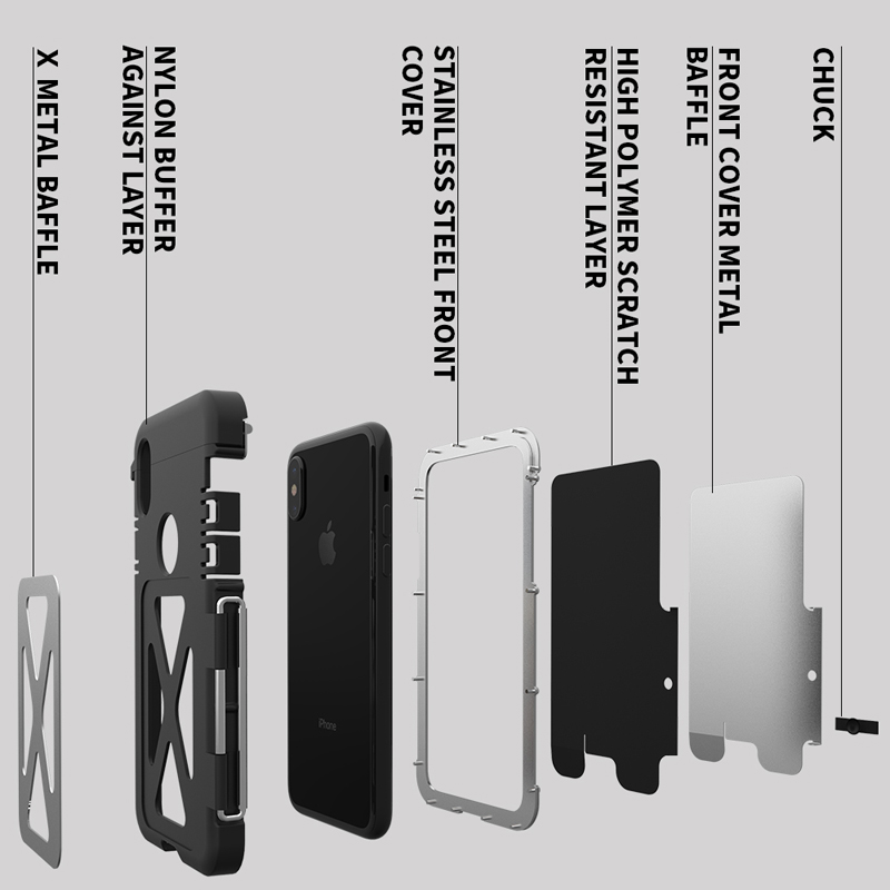 Armor King Iron Man Luxury Shockproof Stainless Steel Aluminum Metal Flip Case Cover for Apple iPhone X