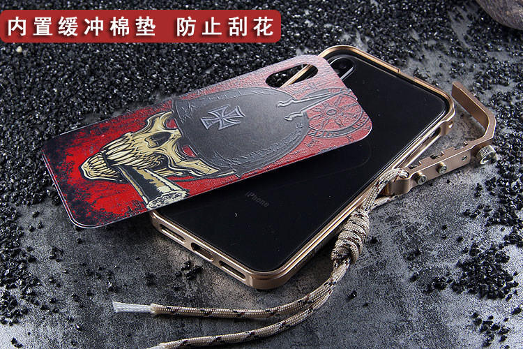 KANENG Mechanical Arm Trigger Aluminum Bumper Metal Frame 3D Cameo Back Cover Case for Apple iPhone X