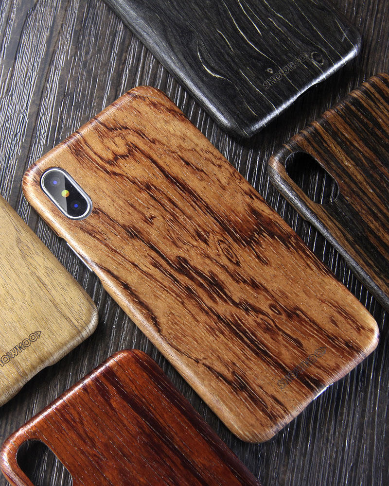 SHOWKOO Kevlar Natural Wood Ultra Slim Case Cover for Apple iPhone X