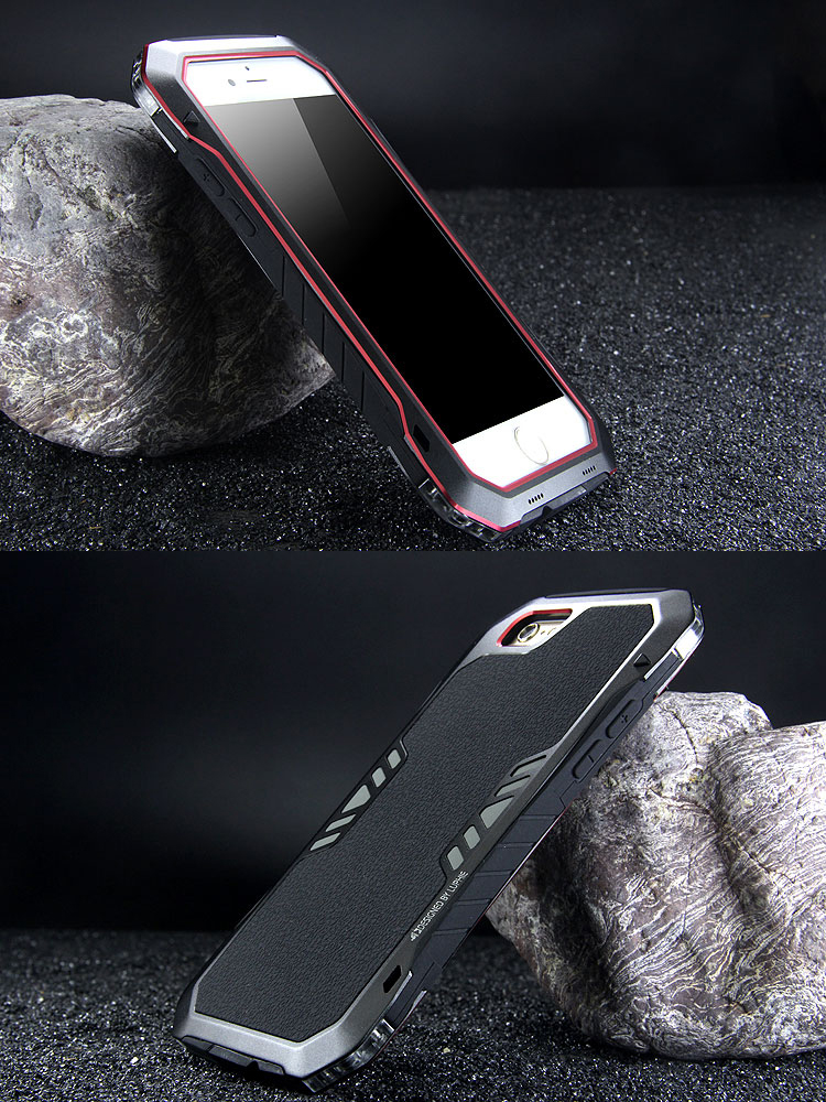 Luphie Armored Knight Bicolor Aluminum Metal Bumper + Shockproof Silicone Triple Protection Case Cover for Apple iPhone 6S Plus/6 Plus/6S/6