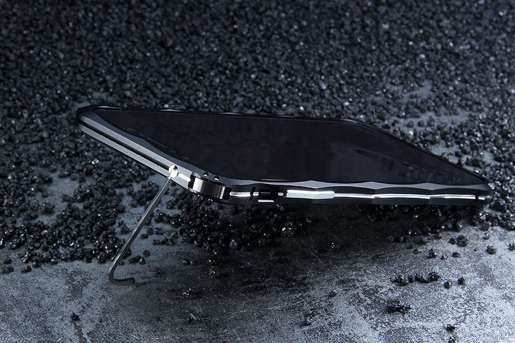 iMatch Slim Light Aluminum Metal Shockproof Bumper Case with Kickstand for Apple iPhone X