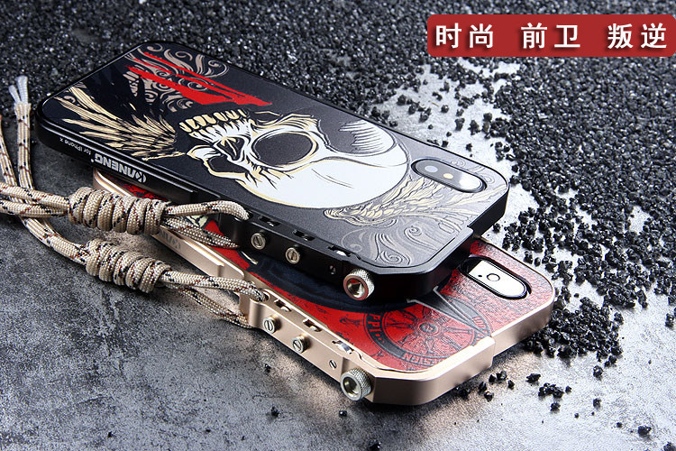 KANENG Mechanical Arm Trigger Aluminum Bumper Metal Frame 3D Cameo Back Cover Case for Apple iPhone X