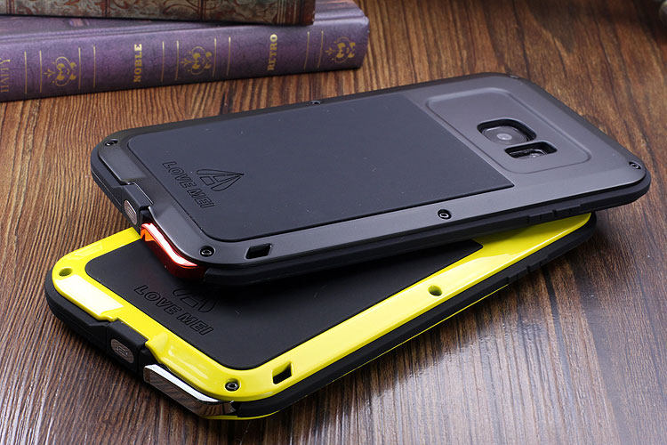 LOVE MEI Powerful Water Resistant Shockproof luminum Metal Gorilla Glass Heavy Duty Case Cover for Samsung Galaxy S7 Edge