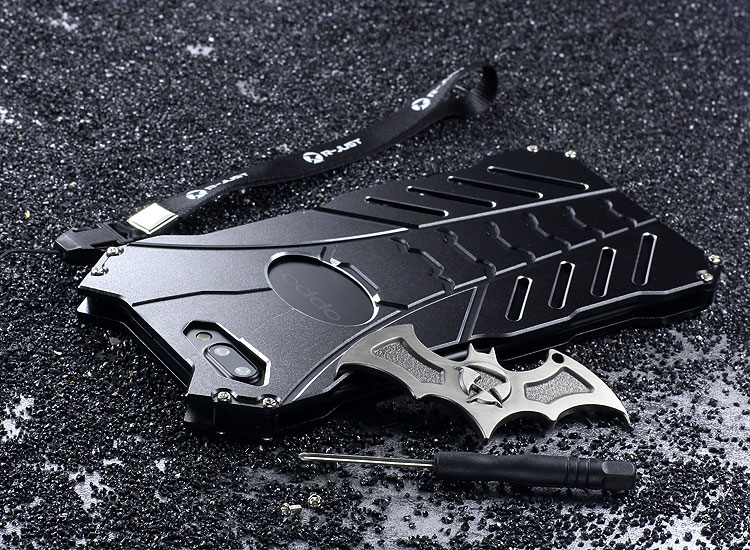 R-Just Batman Shockproof Aluminum Shell Metal Case with Custom Stent for OPPO R11 Plus & OPPO R11