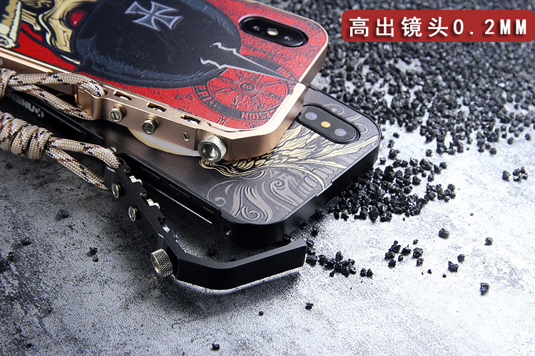 KANENG Mechanical Arm Trigger Aluminum Bumper Metal Frame 3D Cameo Back Cover Case for Apple iPhone X