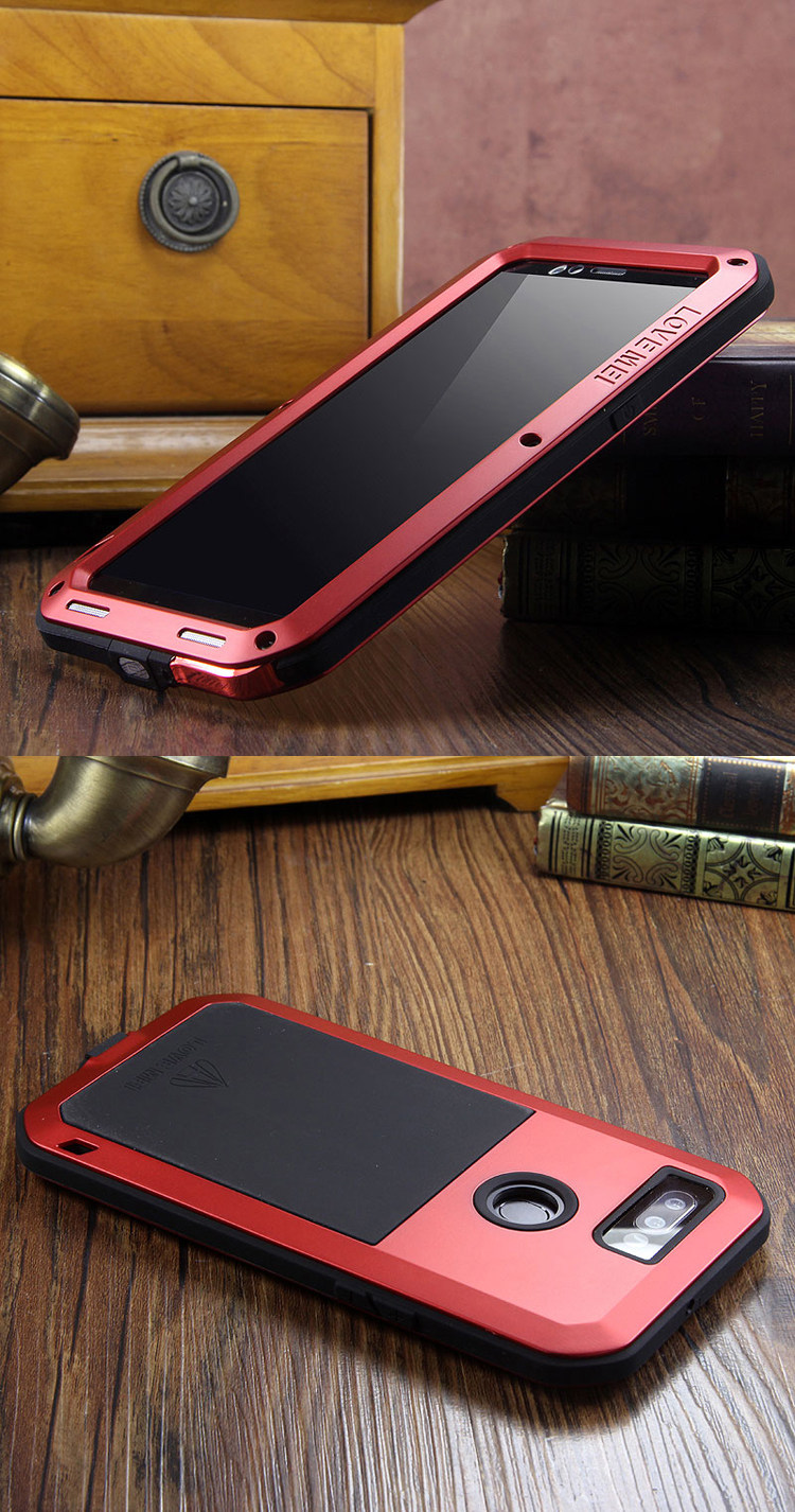 LOVE MEI Powerful Water Resistant Shockproof Dust/Dirt/Snow Proof Aluminum Metal Outdoor Gorilla Glass Heavy Duty Case Cover for OPPO R11s