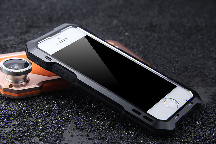 R-Just 3 in 1 Fisheye+Macro+Wide Angle Camera Lens IP54 Waterproof Dustproof Shockproof Silicone Aluminum Metal Heavy Duty Case Cover for Apple iPhone 6S Plus/6 Plus & iPhone 6S/6 & iPhone SE/5S/5