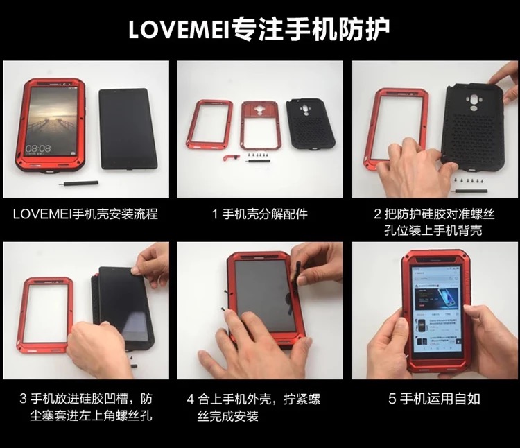 LOVE MEI Powerful Water Resistant Shockproof Aluminum Metal Heavy Duty Case Cover for Samsung Galaxy Note 8