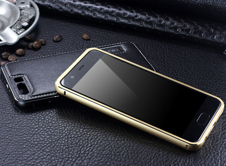 iMatch Luxury Aluminum Metal Bumper Premium Genuine Leather Back Cover Case for Huawei P10 Plus & Huawei P10