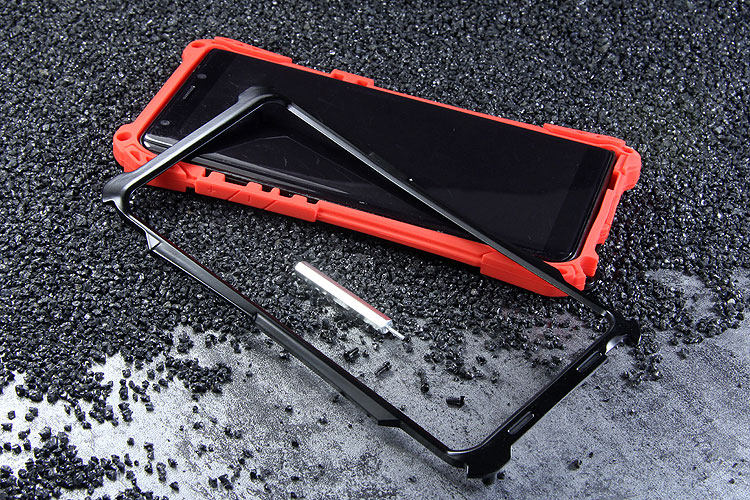 R-Just Amira Heavy Duty Dirtproof Shockproof Rainproof Aluminum Metal Bumper Carbon Fiber Back Cover Case for Samsung Galaxy Note 8