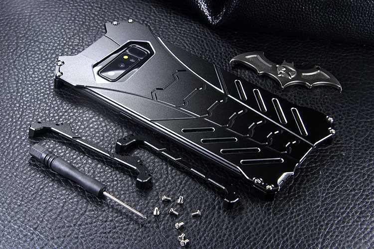 R-Just Batman Shockproof Aluminum Shell Metal Case with Custom Batarang Stent for Samsung Galaxy Note 8