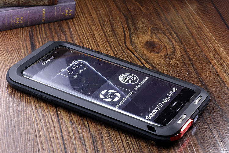 LOVE MEI Powerful Water Resistant Shockproof luminum Metal Gorilla Glass Heavy Duty Case Cover for Samsung Galaxy S7 Edge