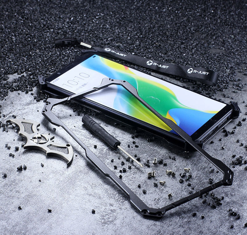 R-Just Batman Shockproof Aluminum Shell Metal Case with Custom Stent for OPPO R11s Plus & OPPO R11s