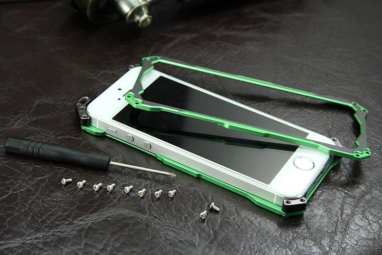 R-JUST GUNDAM Aerospace Aluminum Contrast Color Shockproof Metal Shell Outdoor Protection Protective Case for Apple iPhone SE/5S/5C/5