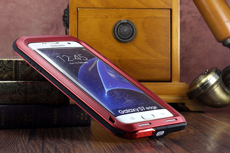 LOVE MEI Powerful Water Resistant Shockproof luminum Metal Gorilla Glass Heavy Duty Case Cover for Samsung Galaxy S7 Edge