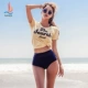 Bikini áo tắm nữ xẻ tà ba mảnh che bụng thon gọn bảo thủ sexy mùa xuân nóng in phong cách hàn quốc 2019 new - Bikinis