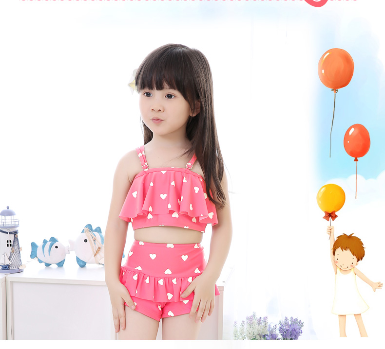 Đồ bơi trẻ em Hàn Quốc cô gái đồ bơi cô gái dễ thương xù váy chia nhỏ quần bơi trẻ em phù hợp với - Bộ đồ bơi của Kid đồ bơi liền thân cho bé gái