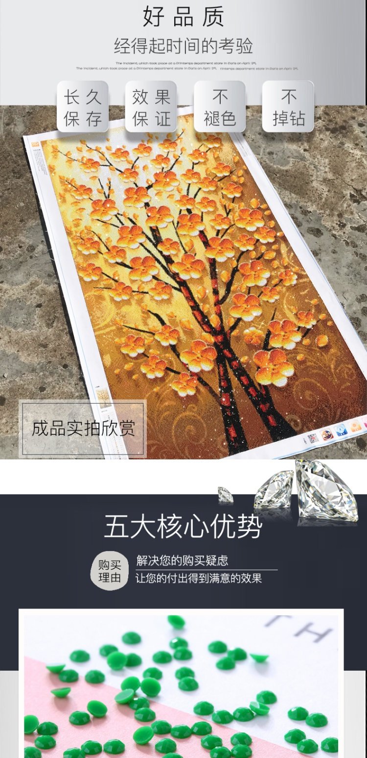 Tân cổ điển Trung Quốc khoan chéo khâu vòng năm phước lành kim cương đầy đủ kim cương phòng khách kim cương thêu phòng ngủ tranh - Công cụ & phụ kiện Cross-stitch tranh thêu chữ thập phong cảnh