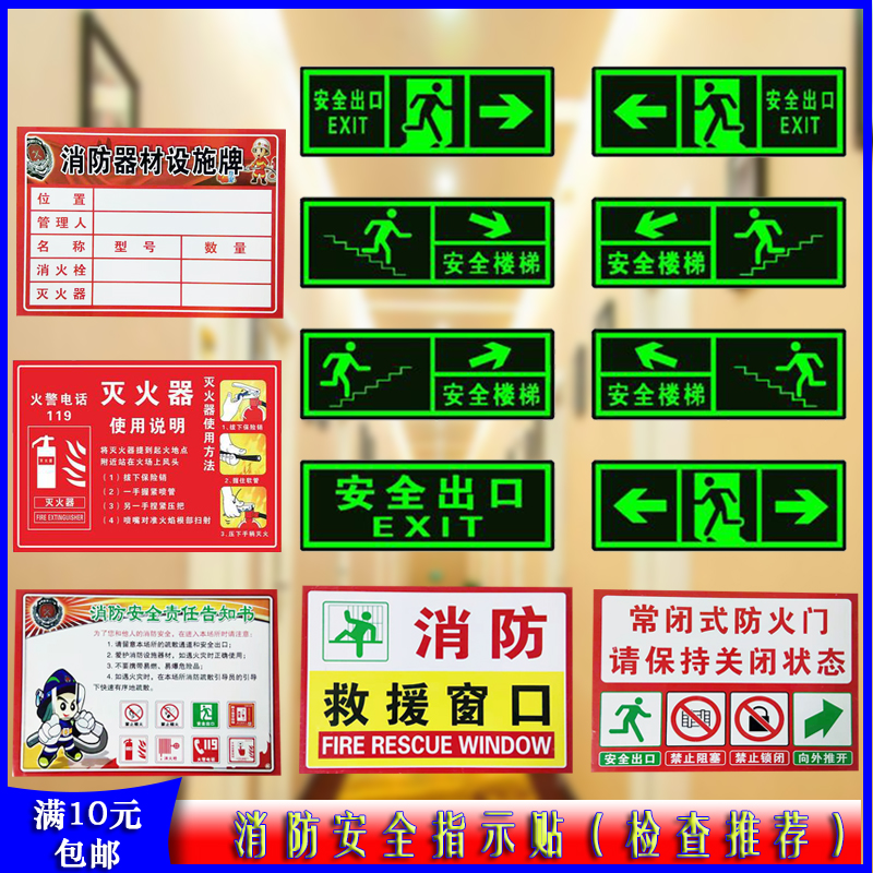 Safety Exit Indicator Night Wall Placing Fire Evacuation Indicator Sticker Self-emitted Escape Mark