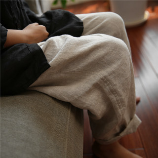 Qiji Spring and Autumn New Children's Clothing Linen Casual Pants for Boys and Girls Cotton-Linen Artistic Style Solid Color Pants