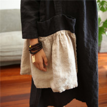 Qi Ji new products Japanese middle-aged linen splicing satchel bag girls leisure art fan Sen series cotton linen shoulder bag