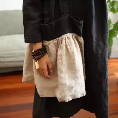 Qiji new product Japanese middle and large children's linen stitching satchel bag girls ' casual literature and art Fan Sen cotton and linen shoulder bag