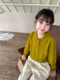 Spring, autumn and winter new children's clothing, medium and large children's avocado green sweater, boys' and girls' sweater tops, solid color, Japanese parent-child