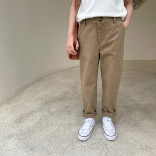 Qiji Spring, Summer, and Autumn New Children's Clothing, Large Children's Pure Cotton Casual Long Pants, Boys and Girls All-Cotton Japanese Style Pants, Solid Color