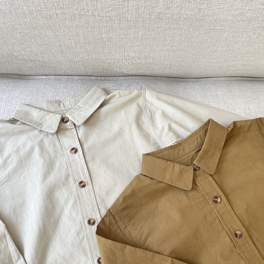 Qiji spring, summer and autumn new children's clothing medium and large children's pure cotton long-sleeved shirts for boys and girls cotton shirts Japanese tops