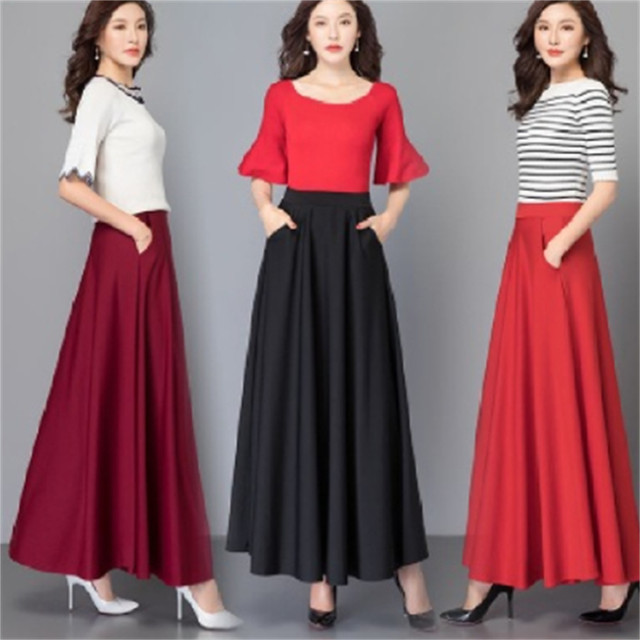 Spring and summer high-waist slimming plus size mid-length skirt