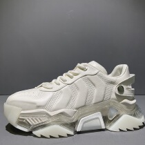 European and American Chauffles Mens shoes headlayer Bull Leather Jelly Thick Bottom Heightening Old Daddy Shoes Personality Air Cushion Breathable Sports Little White Shoes